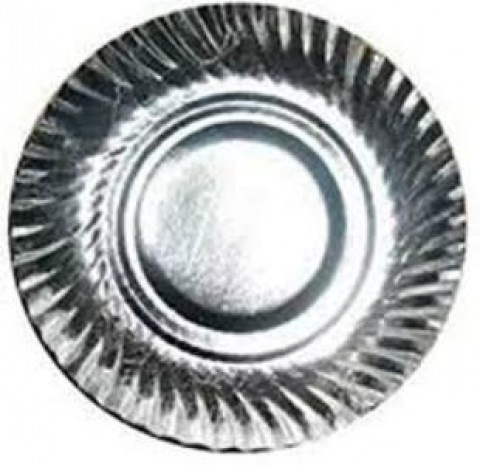 Disposable Paper Plate (Silver, Quarter Plate), 30 Pieces