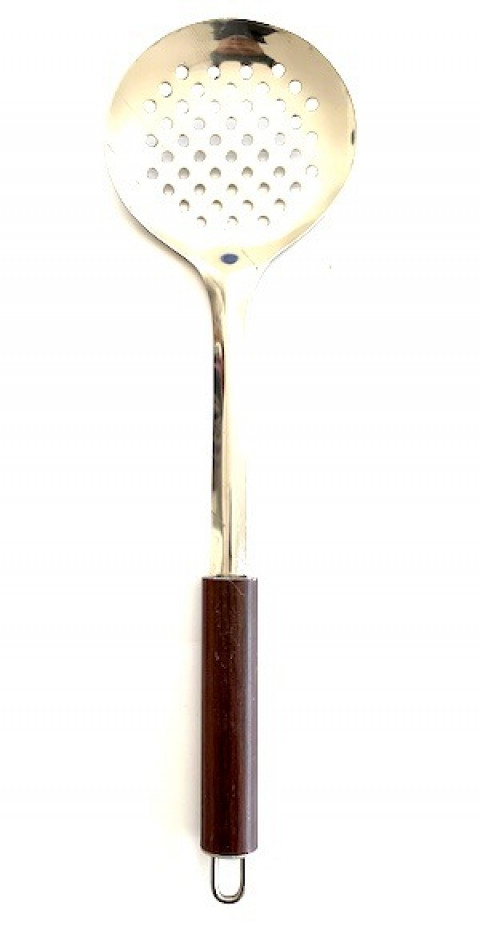 Stainless Steel Skimmer Ladle w/ Wooden Handle