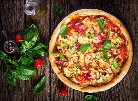 Chicken Salami pizza-Cafe brew and chew (large)