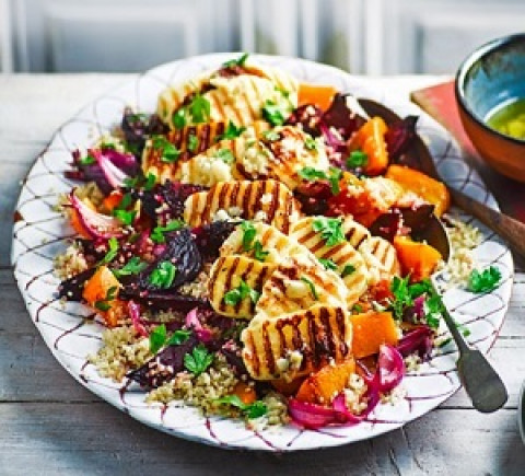 Halloumi Salad (Halloumi Cheese & Sprouting Mugi Pulses)-Biryani Queen