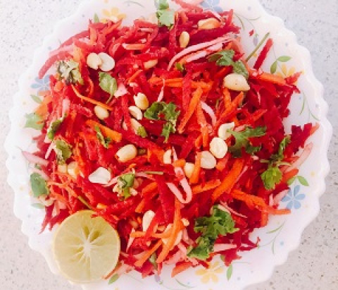 Peanut Beetroot Salad (Boiled Beetroot,Peanut,salt Pepper,Yogurt,Corrinder)-Biryani Queen