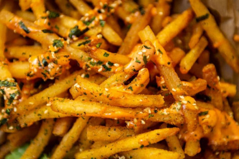 FURIKAKE FRIES (japanese style fries coated with Garlicky seaweedy deliciousness)-Kore Coffee House