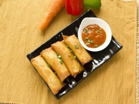 CHILLY CHEESE DRAGONS -Veg (Fried Rolls Stuffed with cream cheese,mozzarella and cubed veggies)-Kore Coffee House