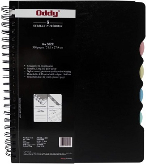 Oddy 5 Subject Notebook 300 Pages 