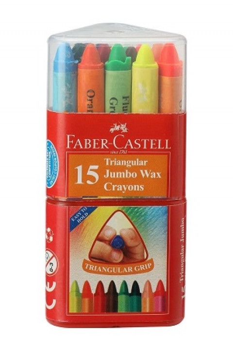 Faber Castell 15 Triangular Jumbo Wax Crayons