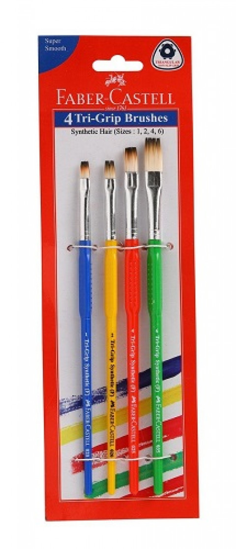 Faber Castell Flat 4 Tri Grip brushes ( Sizes 1 2 4 6 )