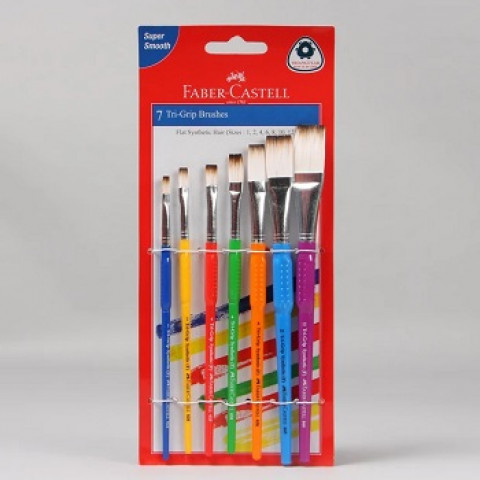 Faber Castell Flate 7 Tri Grip brushes ( Sizes 1 2 4 6 8 10 12 )