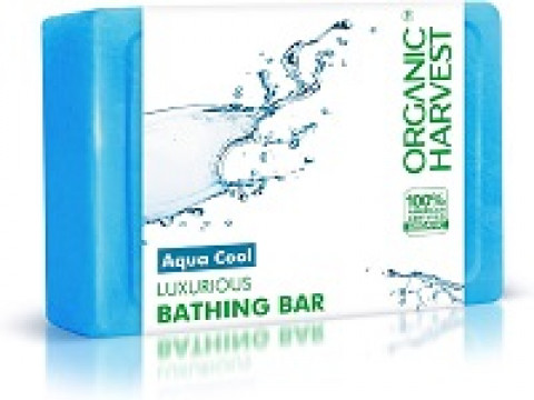 Organic Harvest Luxurious Bathing Bar: Aqua Cool | Aqua Cool Soap for Rejuvenated Skin | For a Clean & Fresh Feeling | 100% American Certified Organic | Sulphate & Paraben-free, 125gm